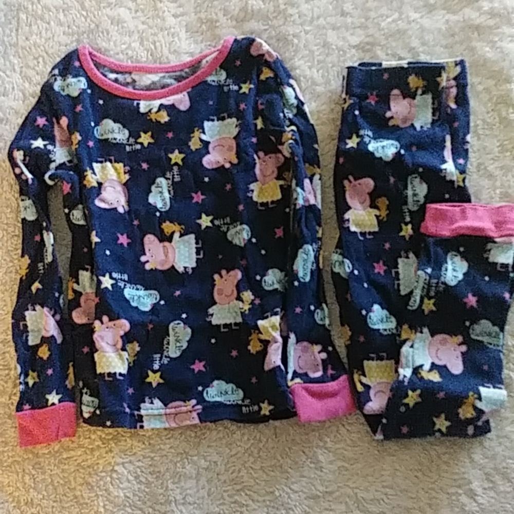 🛌😴💤 Navy Blue with Pink Trim PJ Set